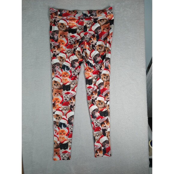 Tipsy Elves Leggings Small Kittens Cats Wearing Santa Hats Holiday Running - Picture 11 of 11